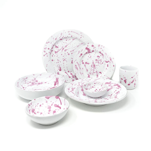 36-delig-servies-roze 36-delig italiaans servies. Italiaanse ontbijtborden, pastaborden, koffiekopjes en schaaltjes